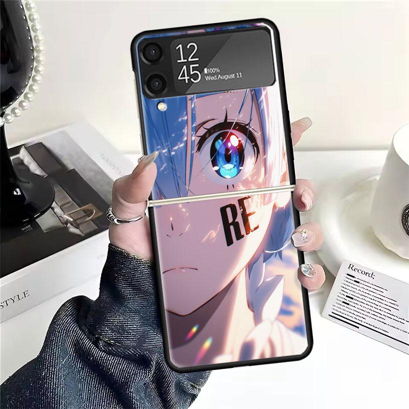 Чехлы для Samsung Galaxy Z Flip 4 5 6 7 3 Z Flip7 Flip6 Flip4 Flip5 Flip3 5G с принтом R-Rem из аниме Re Zero, Жесткие противоударные Fundas