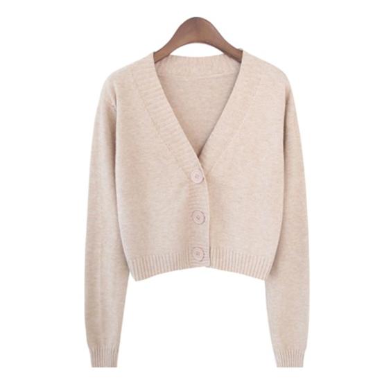 Женский свитер, пальто с V-образным вырезом и длинными рукавами, однотонный однобортный кардиган, один размер, вязаный укороченный женский весенний свитер, женская одежда