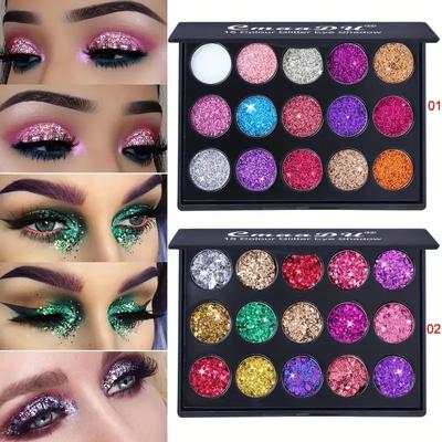 Женская мода 15 цветов Diamond Sequin Eyeshadow Palette Glitter Powder highlighter eye shadow