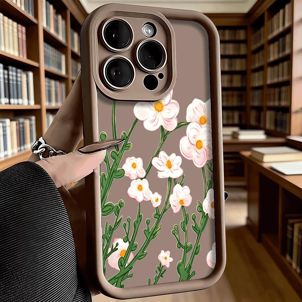 Delicate Pink White Flowers Luxury Anti-Slip TPU Phone Case For Xiaomi Redmi Note 15 14 13 12 11 10 9 Pro Full Protective Cover