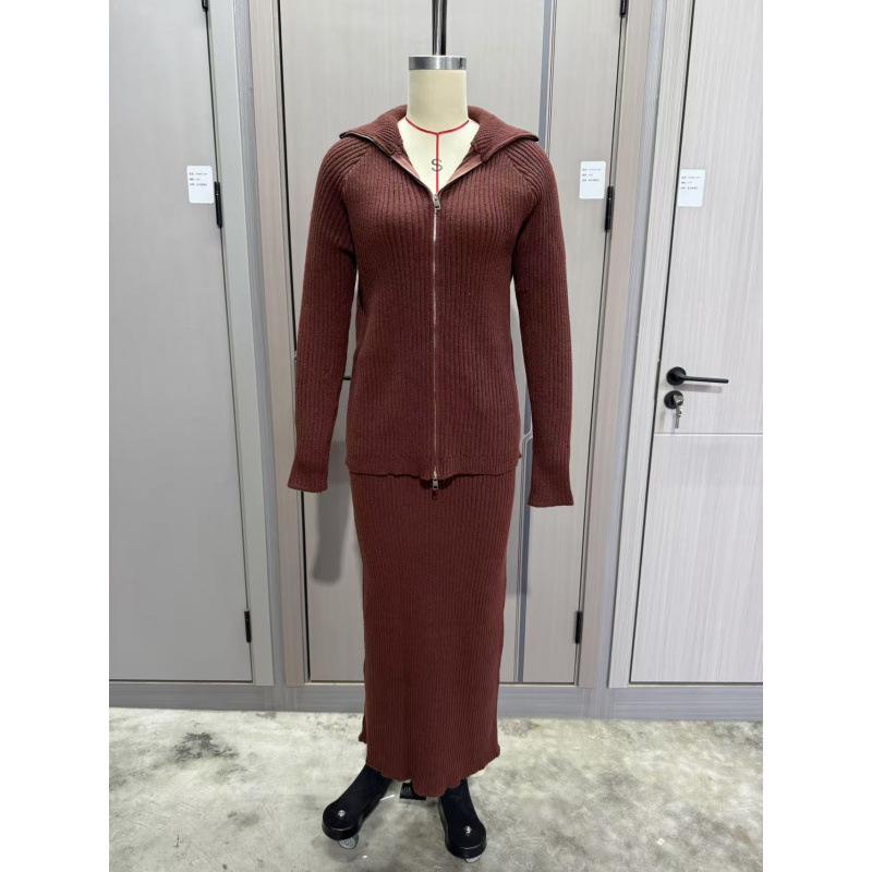 Женский вязаный комплект: свитер и юбка миди – Осенняя коллекция 2025, европейская/американская мода