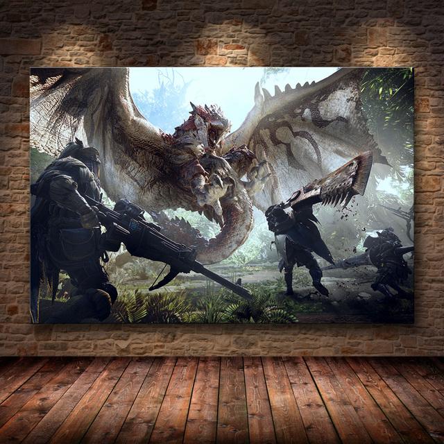 Без рамы, украшение для плаката, картина «МИР ОХОТНИКОВ НА МОНСТРОВ» на HD холсте, живопись, художественные постеры и принты