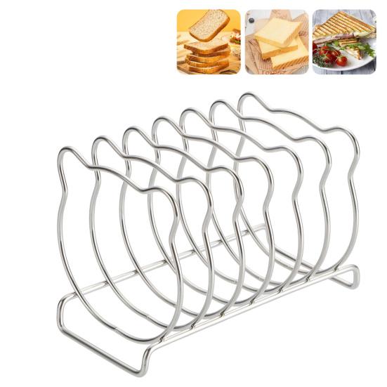 Bear-Shaped Toast Rack Stainless Steel 6-Slice Bread Holder for Air Fryer Oven Steamer Cute Even Heating Kitchen Accessories