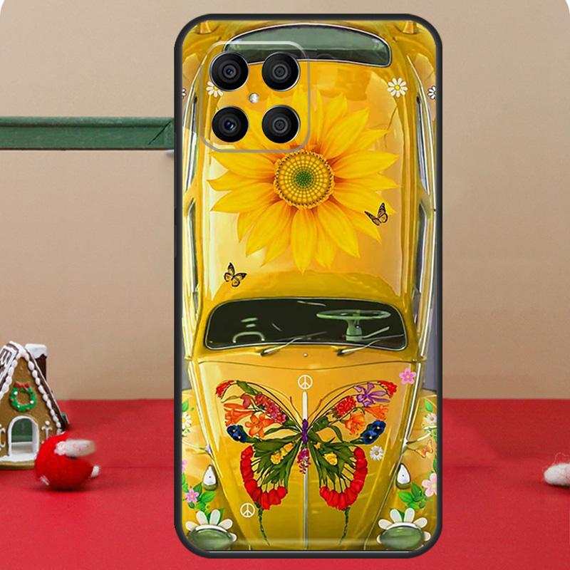 Hippie Peace Bus and Sunflower For Huawei Honor Magic 5 Pro X8 X9a 50 70 P Smart 2019 Nova 9 5T P60 P20 P40 P30 Lite Case