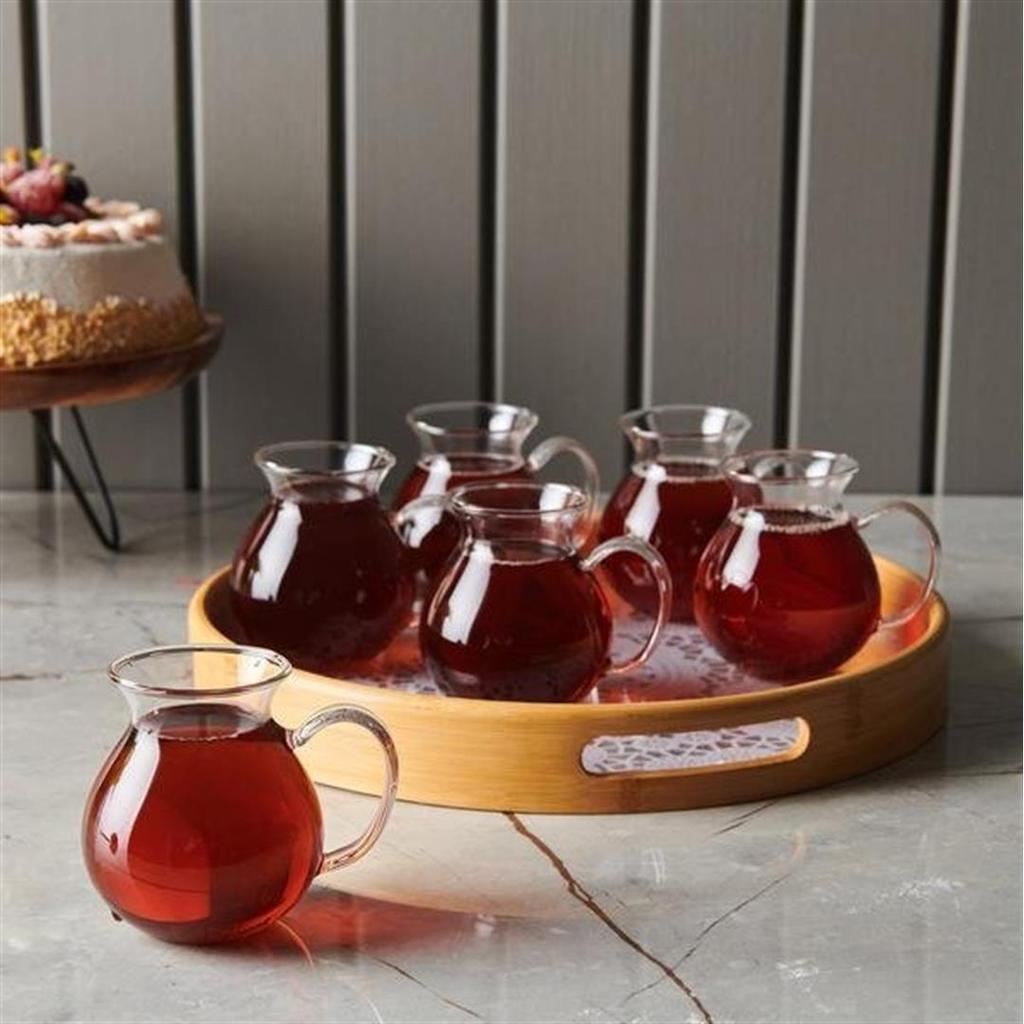 Arow Keyfi Ala Borosilicate 6 Piece Tea Set 220 Ml