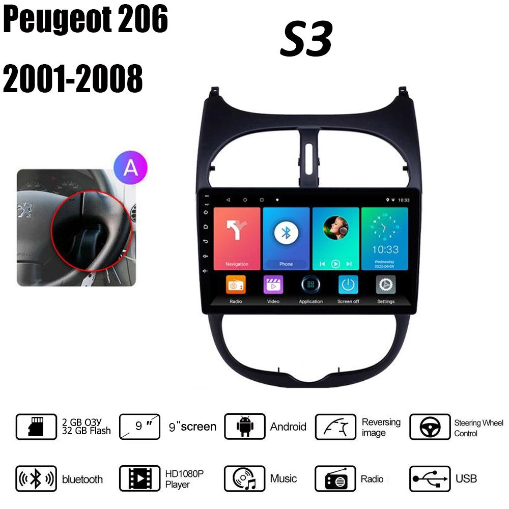 Автомобильное радио 2Din для Peugeot 206 206CC 206SW 2000-2016 Citroen C2 2004-2008 плеер Android Carplay WIFI GPS навигация стерео 2 + 32 ГБ