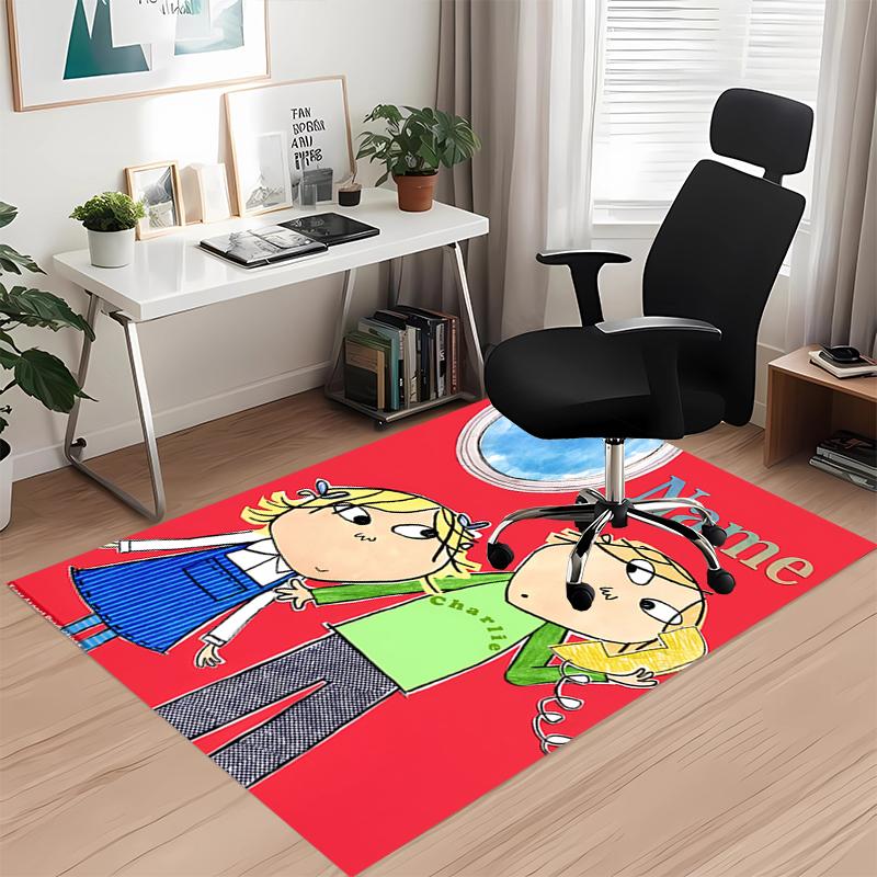 Custom Name Charlie and Lola Printed Carpet, Rug for Office Chair Living Room Bedroom Kitchen Room Decor Gifts.