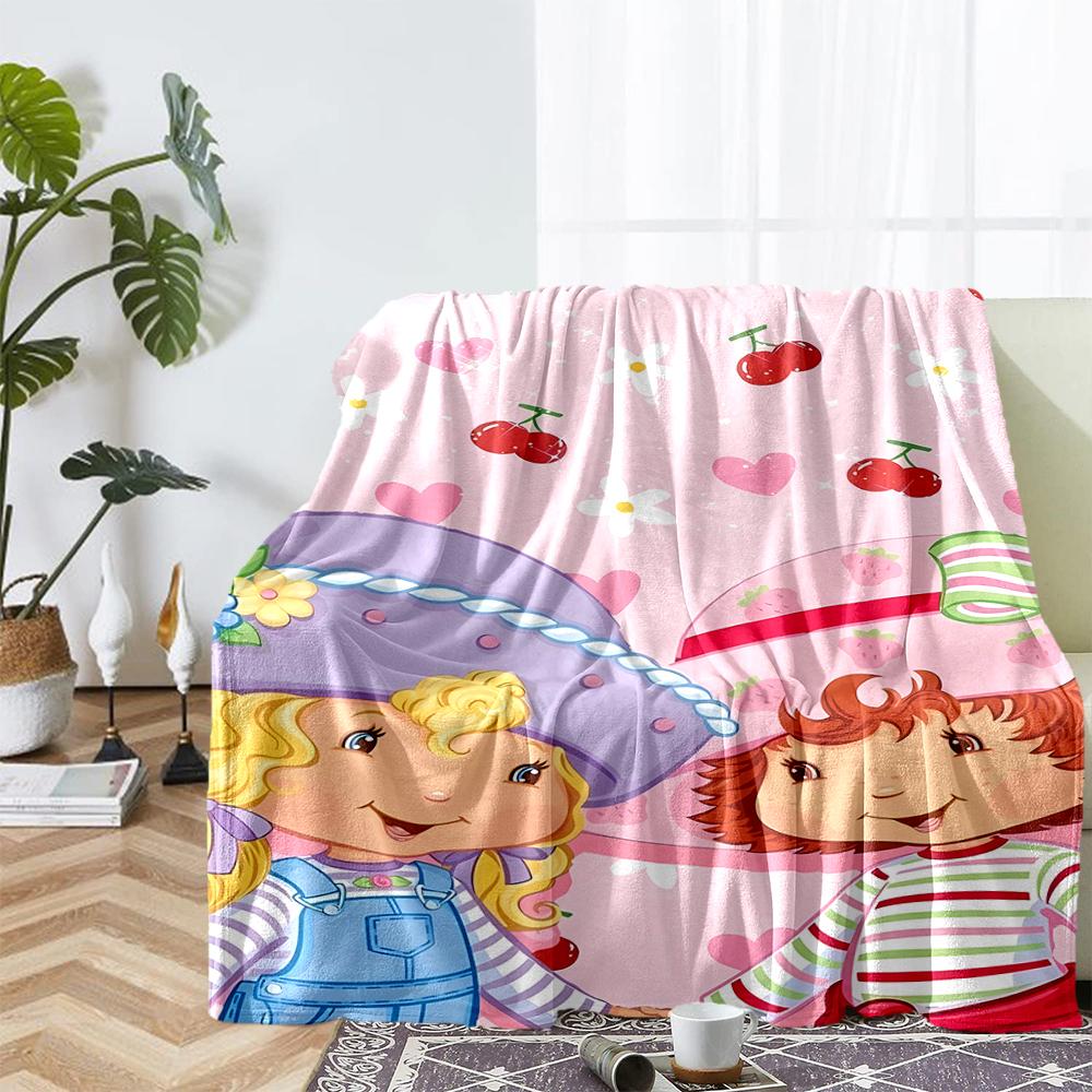 Strawberry Shortcake Theme Printed Blanket - Perfect for Couch, Bed, Travel & Outdoor Use | Machine Washable, Cozy & Durable.