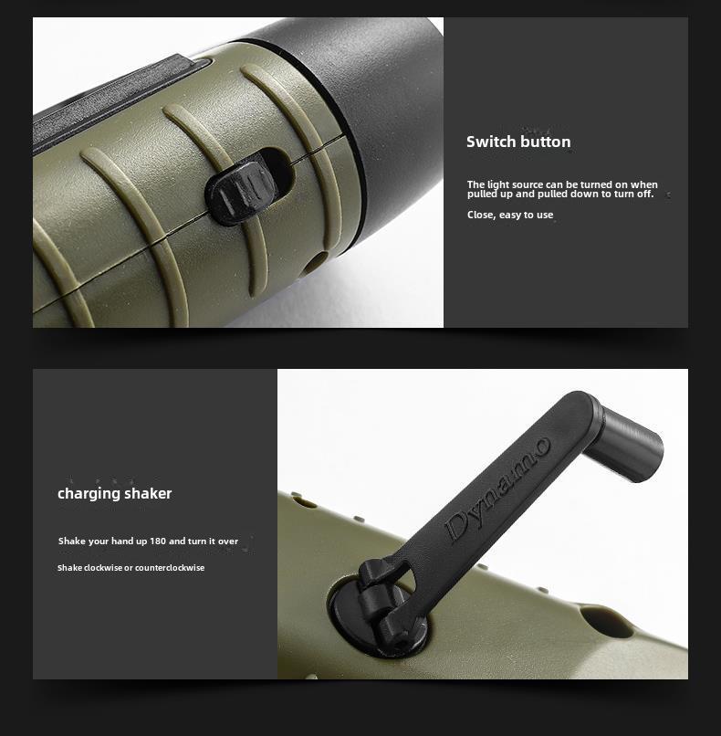 Germany Export Outdoor Solar & Hand-Crank Rechargeable Multifunction Flashlight