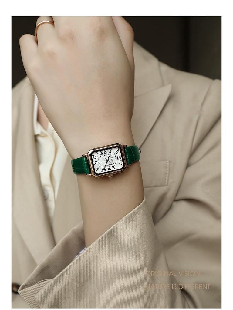 Rscy Ретро Женские Кварцевые Часы из Натуральной Кожи с Маленьким Квадратным Циферблатом – Легкая Роскошь и Нишевый Дизайн Высокого Класса