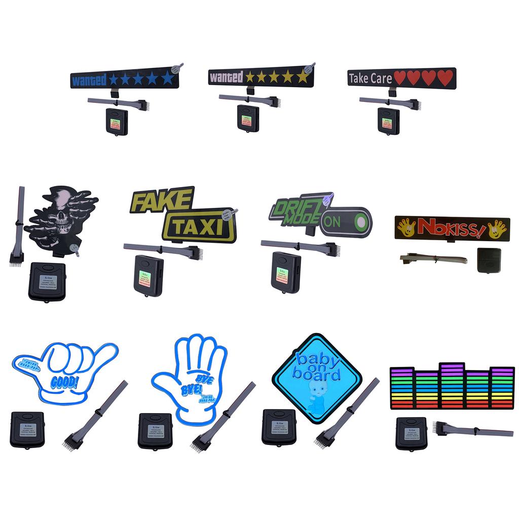 Светодиодные светоотражающие светящиеся наклейки, подходящие для заднего стекла автомобиля, наклейки с черепом, поддельная модель такси, ребенок на борту, автомобильный аксессуар