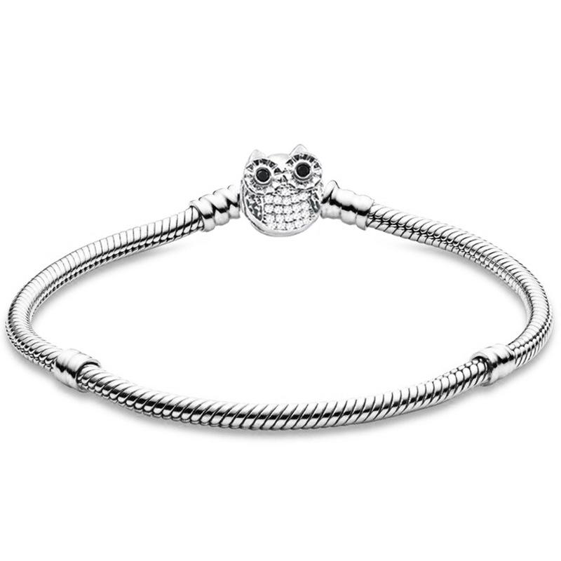 Rz Authentic 925 Sterling Silver Charm Snake Chain Bracelet Bangle Women's Romantic Party Accessories Fashion Gift