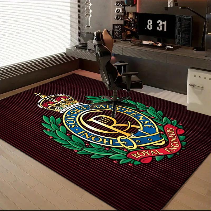 Royal Engineers Crest Emblem Rug Office Floor Mat - Machine Washable for Bedroom, bedroom, livingroom, Room Decor Fan Gifts Christmas