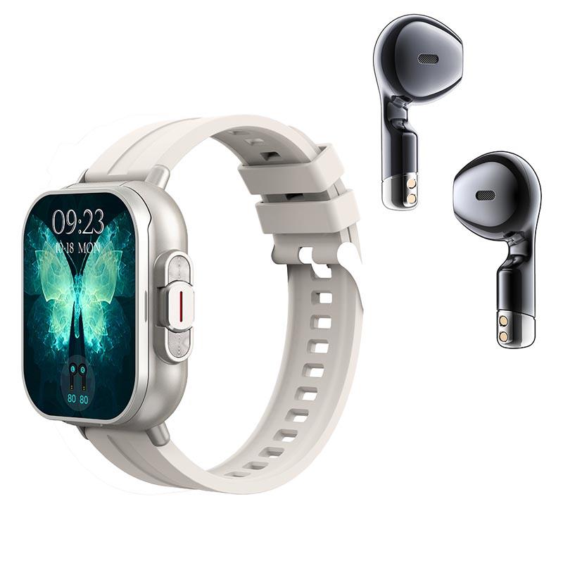 Умные часы D8 TWS 2-в-1 Наушники Bluetooth Звонок NFC Пульс и Кровяное давление Мониторинг здоровья Наушники Воспроизведение музыки