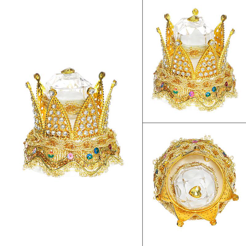 1 шт., мини-держатель для колец, коробка для колец, кружевной футляр для ювелирных изделий, форма короны, стразы, креативные подарки на свадьбу