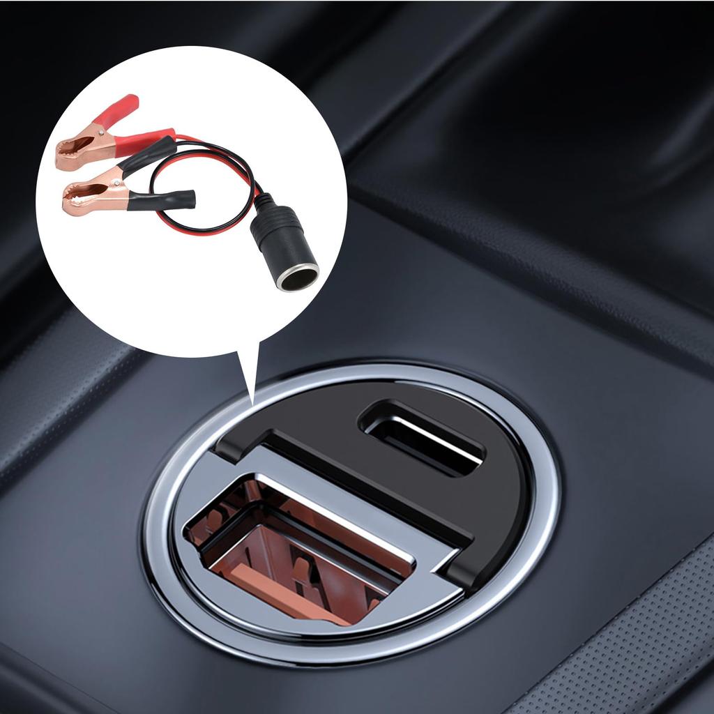 Автомобильный аккумулятор, зажим-крокодил, 35 см, удлинительный кабель для автомобильного прикуривателя, удлинитель-крокодил на 12/24 В с держателем предохранителя