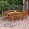 11 Piece Garden Dining Set 220 x 90 x 75 cm Solid Acacia Wood