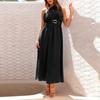 Women's Elegant Slim One-Shoulder Metal Tie Gowns Dresses
