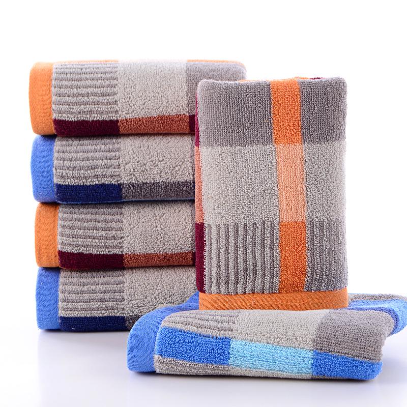 Men's Thickened Dark Cotton Yarn-Dyed Towel - Soft, Absorbent, Large Square