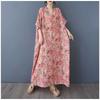 Women's Vintage Long Dress with Cotton and Linen Patterns