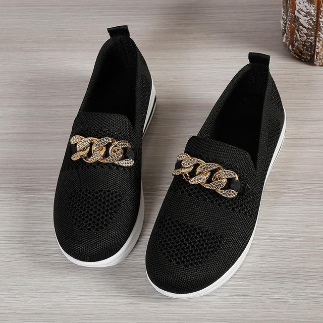 BreathableKnitLoafers для женщин Plus Size 43LightweightSoftSoleFlats Shoes Women 2024Autumn Anti-Slip Casual Shoes Ladies