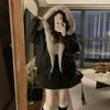 2025 Winter New Hooded Cute Short Splicing Casual Fashion Trend Loose Cotton Coat Women