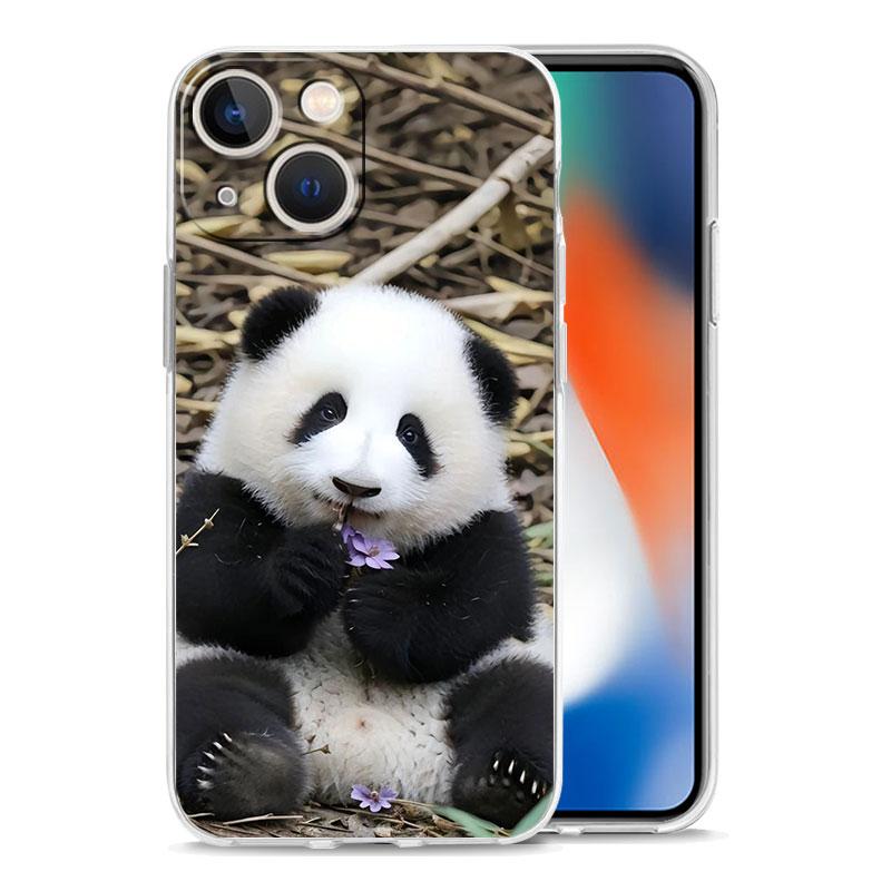 Чехол для телефона iPhone 17 Чехлы iPhone Air 16 15 12 13 14 Pro Max 7 8 Plus 16Pro iPhone11 Прозрачный Мягкий чехол панда