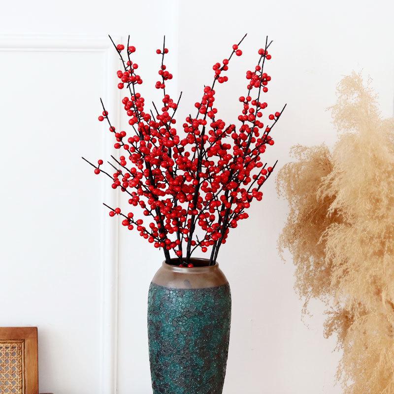 Thick Stem Red Holly Berries - Christmas & New Year Living Room Decoration