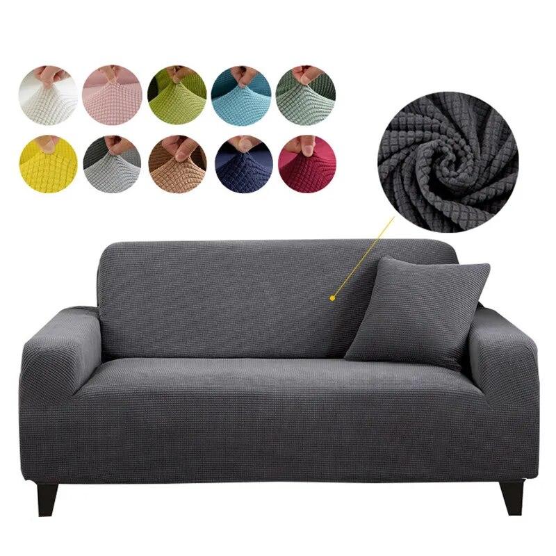 Jacquard Thick Sofa Covers for Living Room Plain Couch Cover Corner L Shape Chaise Longue Sofa Slipcovers Solid Color 1PC