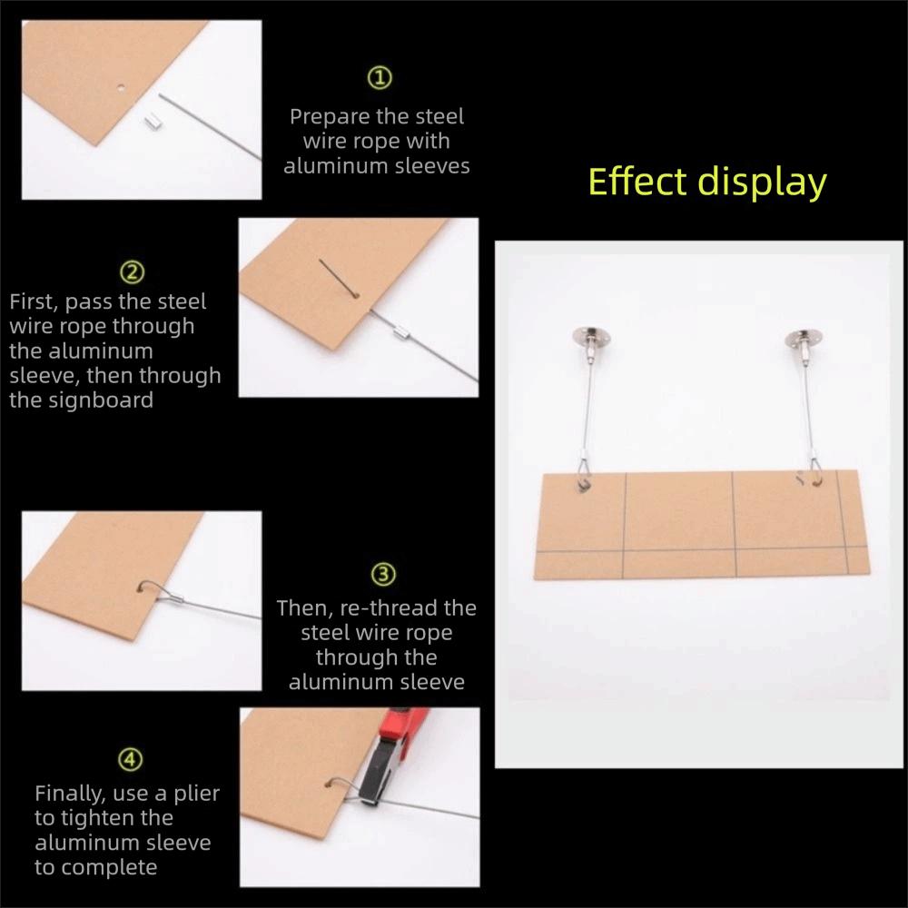 Стальная проволока для подвешивания потолочных вывесок, проволока 0,5/1/2/3 м, прочная потолочная подвесная веревка, антикоррозийная, с пружинным крючком