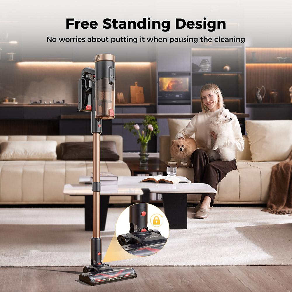 Беспроводной пылесос Proscenic P11 Ultra, мощность всасывания 40 кПа, время работы 40 мин, щетка без спутывания, 4-ступенчатая фильтрация, зеленые светодиодные фары