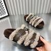 Женские однотонные уличные шлепанцы Осень Новая мода Винтажные нескользящие плюшевые туфли Легкие Комфортные Пряжка Хлопковые тапочки