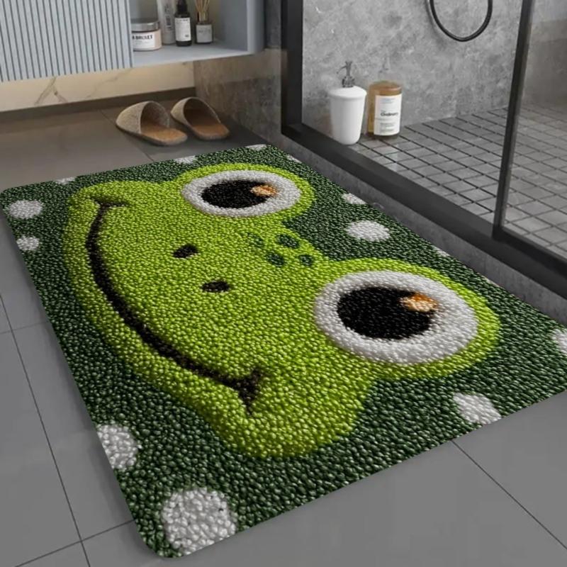 Cute Frog Bath Mat Soft Plush Tufted Bathroom Rug Thickened Anti Slip Floor Mat for Bedroom Shower Room Machine Washable