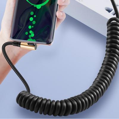 Кабель для сверхбыстрой зарядки 240 Вт, двойной USB-C, пружинный дизайн, высокопрочный зарядный шнур для нескольких устройств, черный