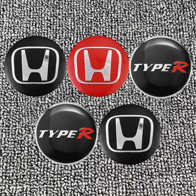 4Pcs Car Emblem Wheel Hub Center Cap Sticker Rim Badge Cover For Honda FIT CRV YAccord Jazz HRV Vezel Insight CRZ City CRX Civic