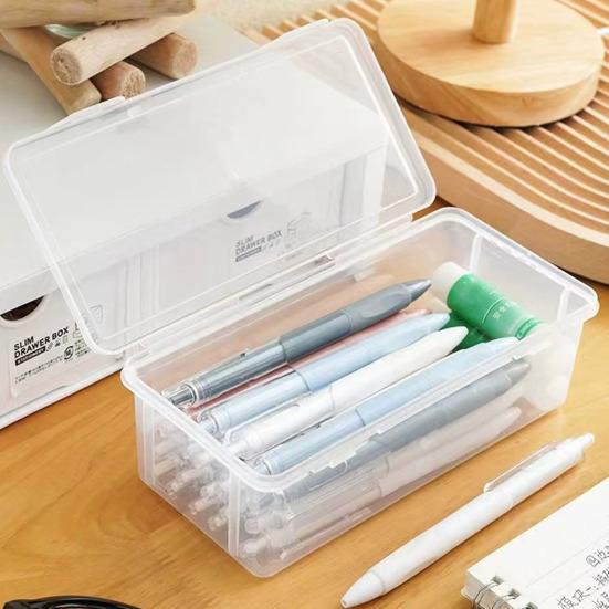 Пенал большой емкости, прозрачный дизайн, складной органайзер для карандашей, защелкивающаяся крышка, карандаш