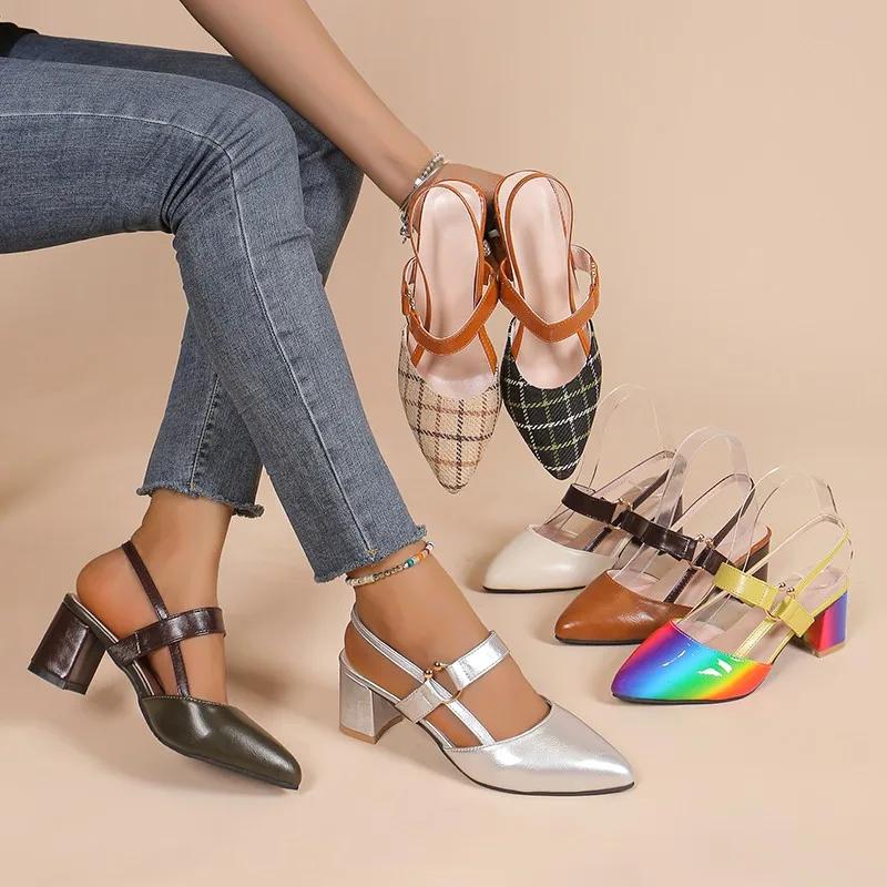 Женские туфли на каблуках, босоножки, новые повседневные модные сексуальные туфли на высоком каблуке, женские новые толстые туфли на каблуке, роскошные дизайнерские сандалии для женщин