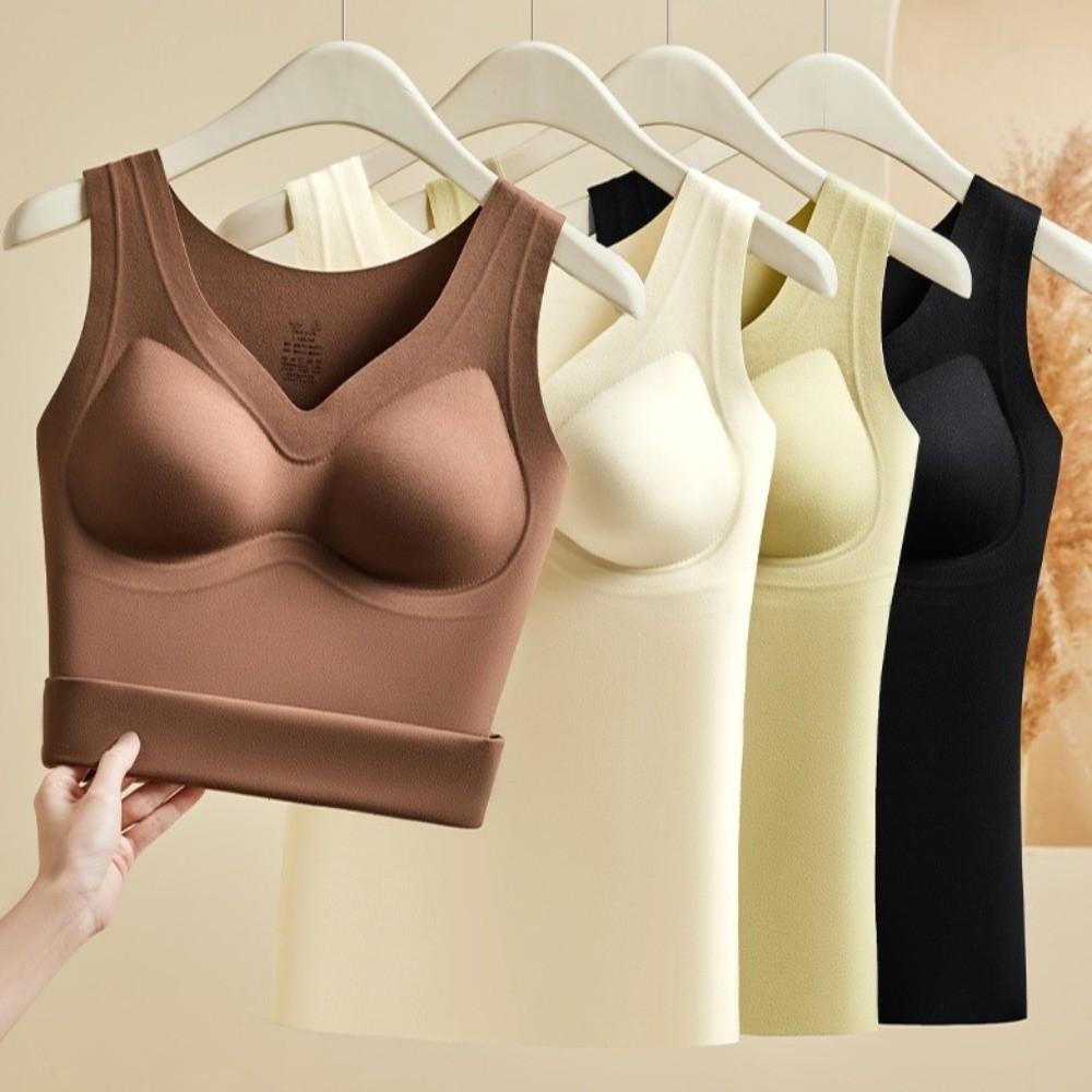 with Chest Pad Thermal Vest Underwear Bottoming Camisole Breathable Heating Vest Top Autumn Winter