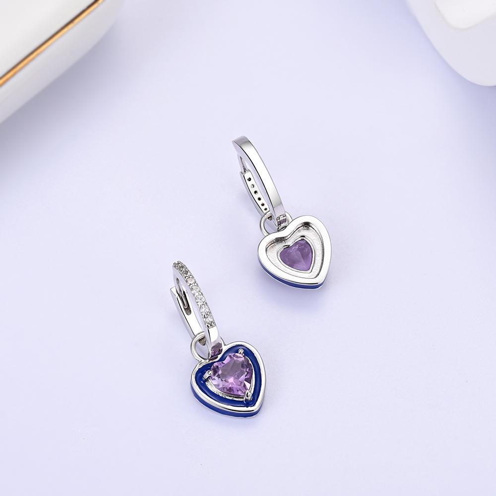 Уникальный дизайн Два способа ношения, разработанные из натурального аметиста в форме сердца, серебро 925 пробы для женщин и девушек, повседневная одежда, подарки