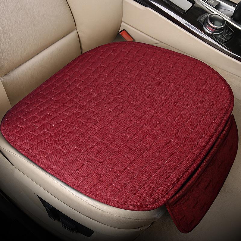 Универсальная льняная подушка для сиденья автомобиля, черная подушка для переднего пассажира, спинка, винно-красная, три комплекта подушек для сидений салона автомобиля