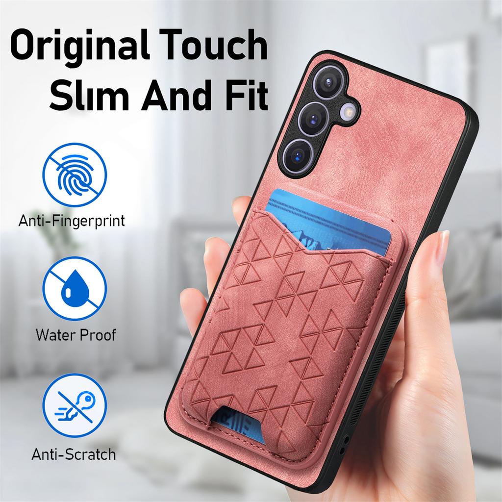 For Samsung Galaxy S25 Case Imprinted Pattern Card Holder Kickstand Leather Back Cover