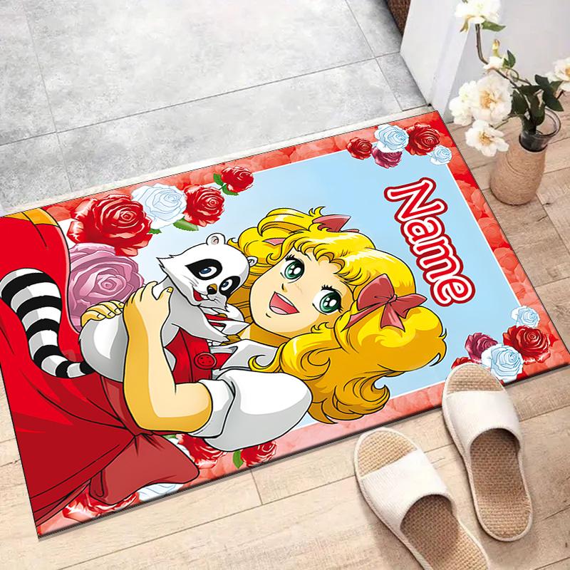 Custom Candy Candy Mat Personalized Name, Polyester Washable Indoor Entryway Rug, Gift for Christmas, Easter, Thanksgiving Day