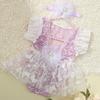 Кружевное платье для фотосессии новорожденных Набор для фотосессии девочек Костюм Полиэстер с цветочной текстурой Аксессуар для фотосессии 0-1 месяц