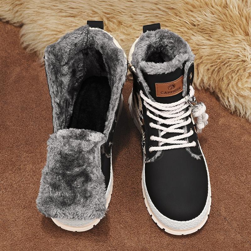 High-top Martin boots men's autumn and winter velvet men's boots heightening casual leather boots large size thick sole