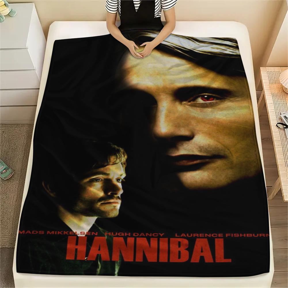1PC Hannibal Print Flannel Blanket, High quality Comfortable for All Seasons, Home Decor, Warmth and Comfort, Perfect for Christmas Gifts