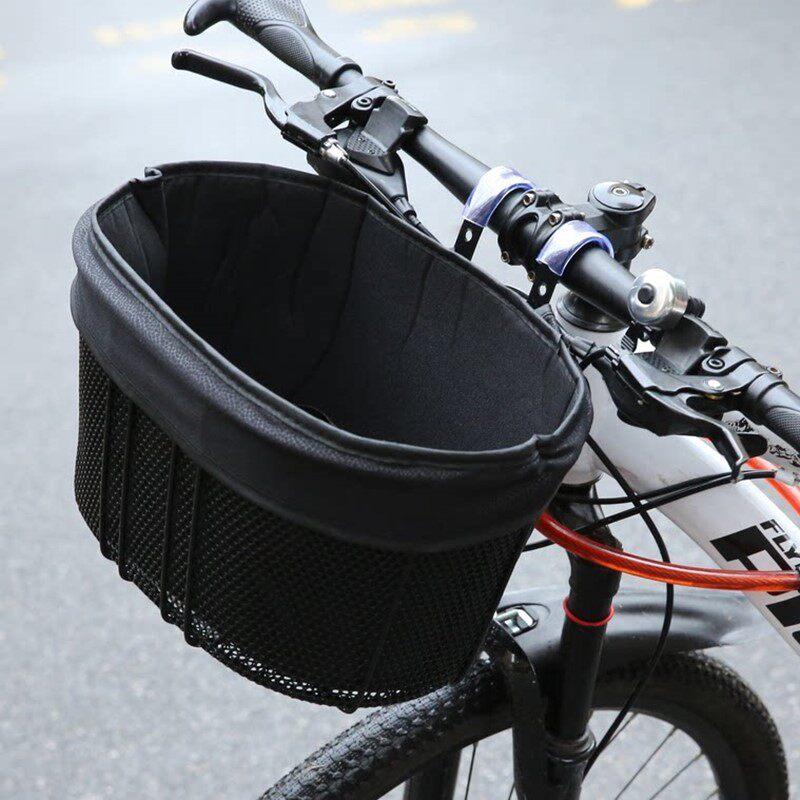 Bicycle Front Pet Basket Universal Bike Carrier for Mountain Road Bike Detachable Basket for Dogs Cats Groceries Daily Bags