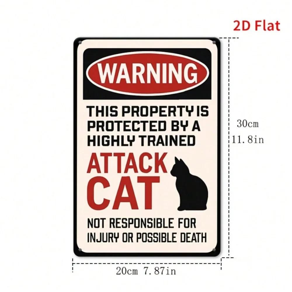 VETARK Cat Owner Warning Sign 8x12 Inch Metal Tin Retro Wall Art for Home Office Garden Decor