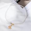 Fashion Cute Butterfly Pendant Necklace for Women White Round Bead Choker Goth Retro Necklaces Trend Jewelry