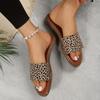 Женские тапочки на плоской подошве с леопардовым принтом, модные нескользящие шлепанцы с открытым носком, уличные и домашние тапочки