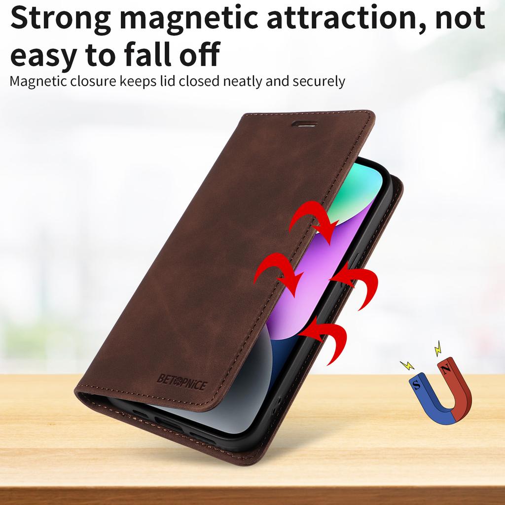 Для Xiaomi 15T Чехол BETOPNICE Магнитная застежка RFID-блокирующий кошелек Подставка Кожаный чехол для телефона